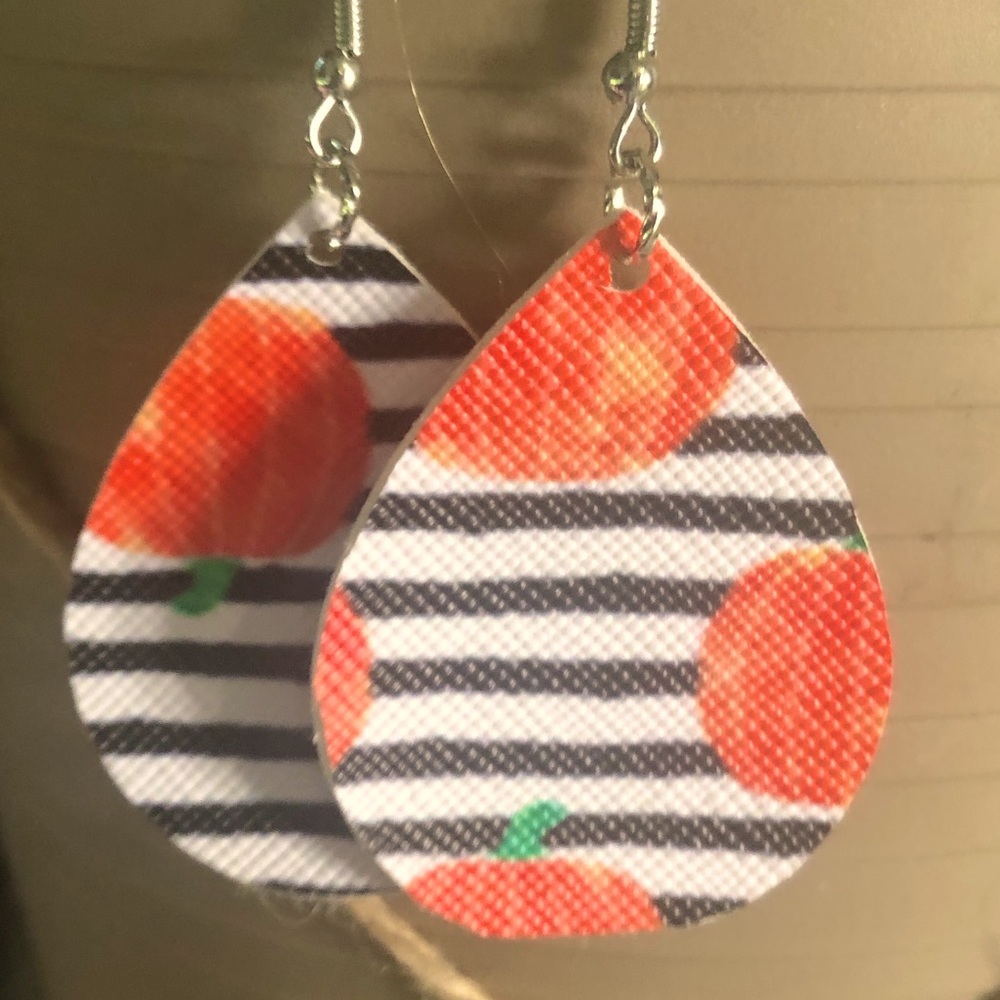 Faux leather teardrop earrings